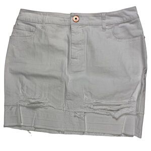 INC International Concepts Factory Distressed Raw Hem White Mini Skirt Size 6